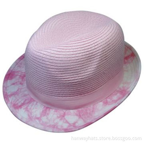 Paper Braid Crown and Printed Fabric Brim Straw Hat for Children